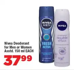 OK Foods Nivea Deodorant for Men or Women Asstd. offer