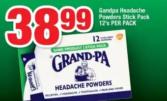 OK Foods Gandpa Headache Powders Stick Pack offer