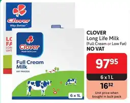 Makro CLOVER Long Life Milk (Full Cream or Low Fat) offer