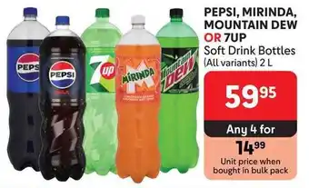 Makro PEPSI, MIRINDA, MOUNTAIN DEW OR 7UP Soft Drink Bottles offer