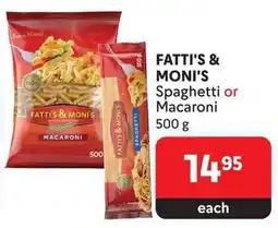 Makro FATTI'S & MONI'S Spaghetti or Macaroni offer