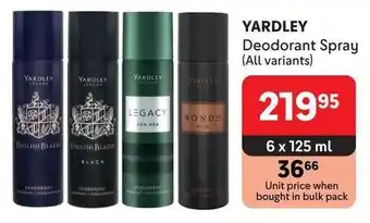 Makro YARDLEY Deodorant Spray offer