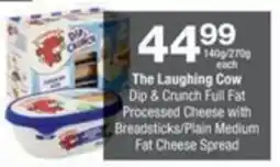 Checkers Hyper The Laughing Cow Dip & Crunch Full Fat Processed Cheese with Breadsticks/Plain Medium Fat Cheese Spread offer