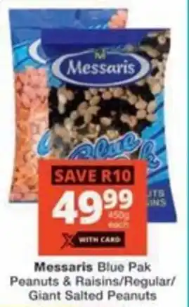 Checkers Hyper Messaris Blue Pak Peanuts & Raisins/Regular/ Giant Salted Peanuts offer