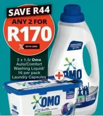 Checkers Hyper Omo Auto/Comfort Washing Liquid/ Laundry Capsules offer