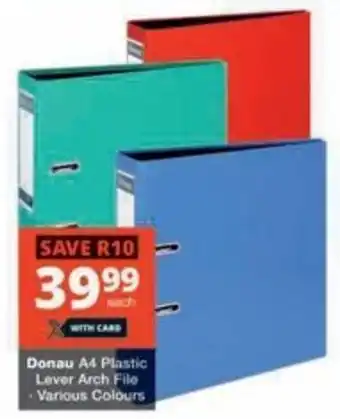 Checkers Hyper Donau A4 Plastic Lever Arch File offer