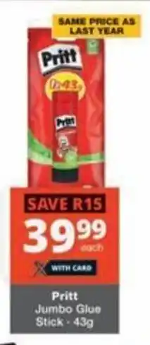 Checkers Hyper Pritt Jumbo Glue Stick offer