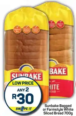 Pick n Pay Hypermarket Sunbake Bagged or Farmstyle White Sliced Bread offer