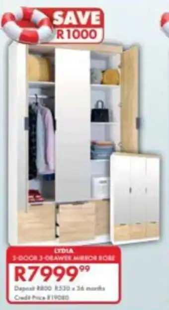 Beares Lydia 3-door 3-drawer mirror robe offer