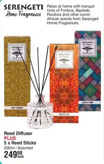 Dis-Chem SERENGETI Home Fragrances Reed Diffuser PLUS Reed Sticks offer