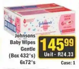 J&E Cash and Carry Johnsons Baby Wipes Gentle offer