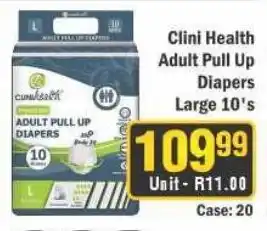 J&E Cash and Carry Clini Health Adult Pull Up Diapers Large offer