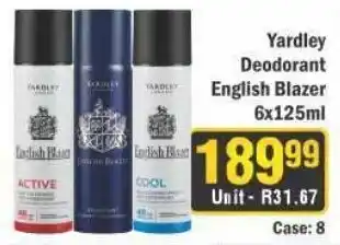 J&E Cash and Carry Yardley Deodorant English Blazer offer