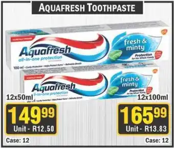 J&E Cash and Carry Aquafresh Toothpaste offer