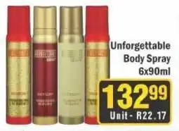 J&E Cash and Carry Unforgettable Body Spray offer