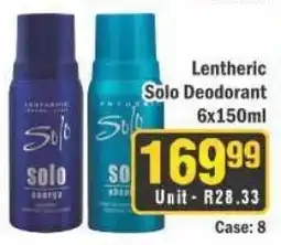 J&E Cash and Carry Lentheric Solo Deodorant offer