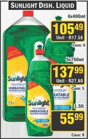 J&E Cash and Carry Sunlight dish. liquid offer