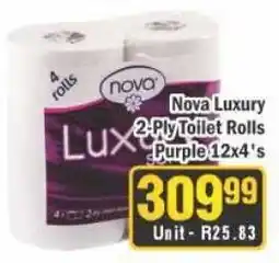 J&E Cash and Carry Nova Luxury 2-Ply Toilet Rolls Purple offer