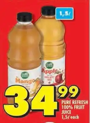 Shoprite Pure refresh 100% fruit juice offer