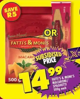 Shoprite Fatti's & moni's macaroni/ spaghetti offer