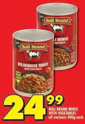 Shoprite Bull brand mince with vegetables all variants offer