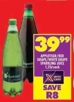 Shoprite Appletiser/red grape/white grape sparkling juice offer