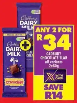 Shoprite Cadbury chocolate slab all variants offer