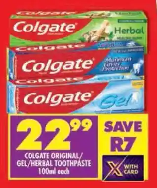 Shoprite Colgate original/ gel/herbal toothpaste offer