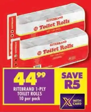 Shoprite Ritebrand 1-ply toilet rolls offer