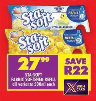 Shoprite Sta-soft fabric softener refill all variants offer