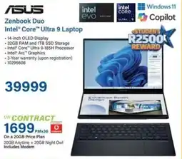 Incredible Connection ASUS Zenbook Duo Intel Core Ultra 9 Laptop offer