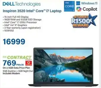 Incredible Connection DELL Inspiron 3520 Intel Core i7 Laptop offer