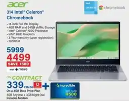 Incredible Connection Acer 314 Intel Celeron Chromebook offer