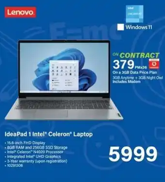 Incredible Connection Lenovo IdeaPad 1 Intel Celeron Laptop offer