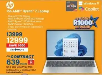 Incredible Connection HP 15s AMD Ryzen 7 Laptop offer