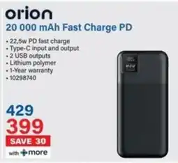 Incredible Connection Orion 20 000 mAh Fast Charge PD offer