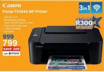 Incredible Connection Canon Pixma TS3640 MF Printer offer