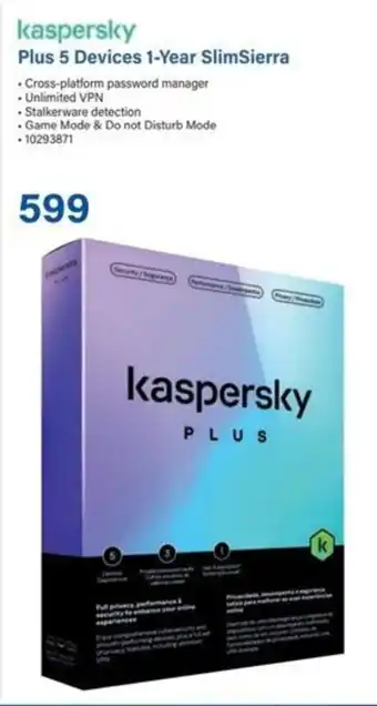 Incredible Connection Kaspersky Plus 5 Devices 1-Year SlimSierra offer