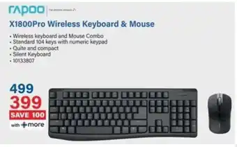 Incredible Connection Rapoo X1800Pro Wireless Keyboard & Mouse offer