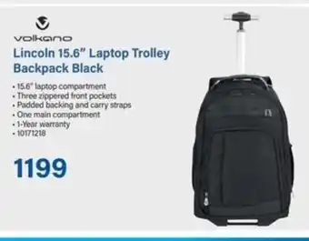 Incredible Connection Volkano Lincoln 15.6" Laptop Trolley Backpack Black offer