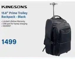 Incredible Connection KINGSONS 15.6" Prime Trolley Backpack - Black offer