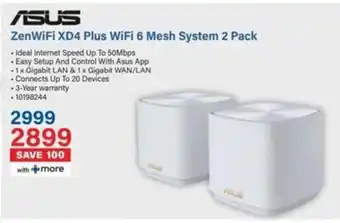 Incredible Connection ASUS ZenWiFi XD4 Plus WiFi 6 Mesh System 2 Pack offer