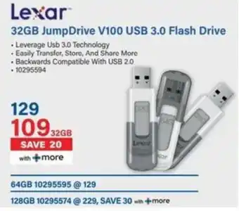 Incredible Connection Lexar 32GB JumpDrive V100 USB 3.0 Flash Drive offer