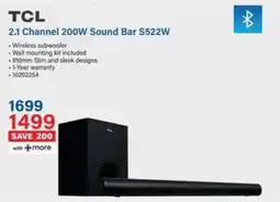 Incredible Connection TCL 2.1 Channel 200W Sound Bar S522W offer