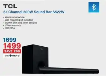 Incredible Connection TCL 2.1 Channel 200W Sound Bar S522W offer