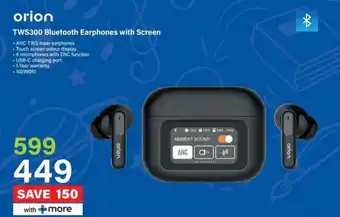 Incredible Connection Orion TWS300 Bluetooth Earphones with Screen offer