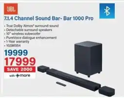 Incredible Connection JBL 7.1.4 Channel Sound Bar-Bar 1000 Pro offer