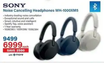 Incredible Connection SONY Noise Cancelling Headphones WH-1000XM5 offer