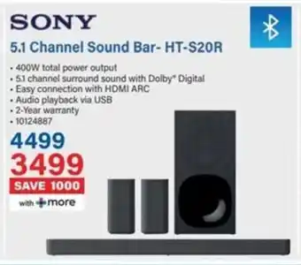 Incredible Connection SONY 5.1 Channel Sound Bar-HT-S20R offer