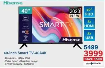 Incredible Connection Hisense 40-inch Smart TV-40A4K offer